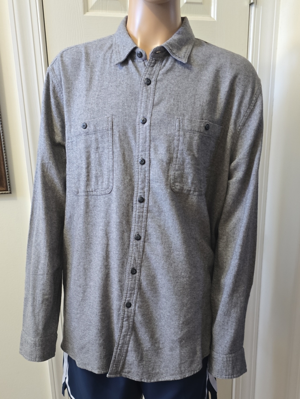 SONOMA BRAND MEN'S BIG & TALL GRAY FRONT BUTTON SUPERSOFT FLANNEL SHIRT SIZE XXL